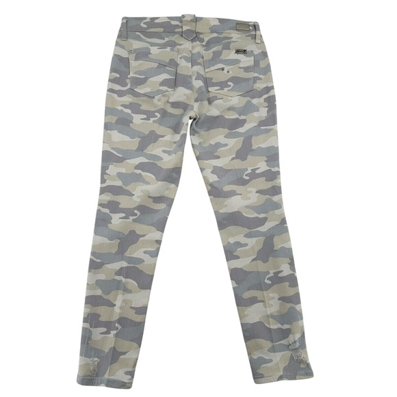 Seven7 Denim - Seven7 Womens Camo Skinny Easy Fit Jeans Grey Beige Distressed Size 6 Casual